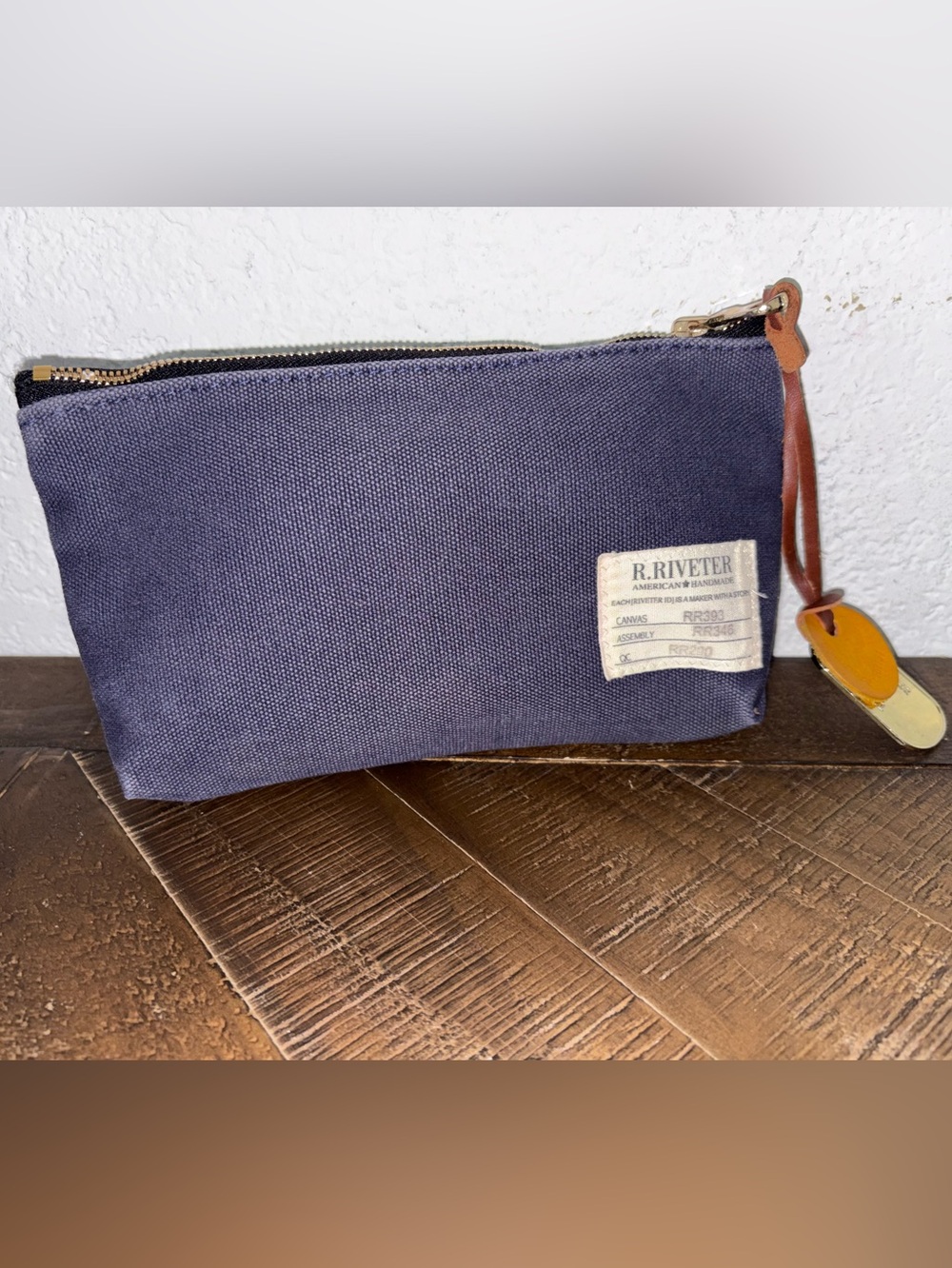 R.Riveter Navy Canvas Zip Pouch/Clutch